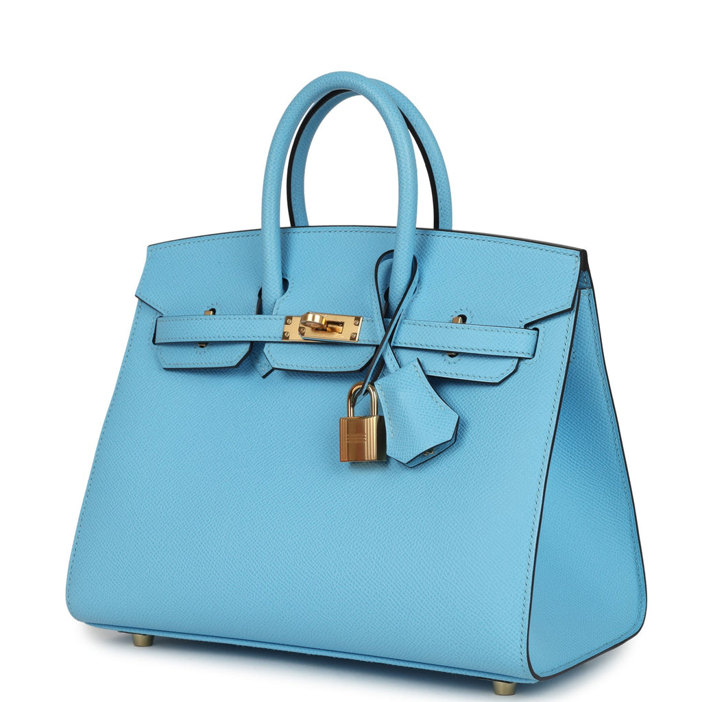 Birkins 25 Celeste Epsom Gold Hardware