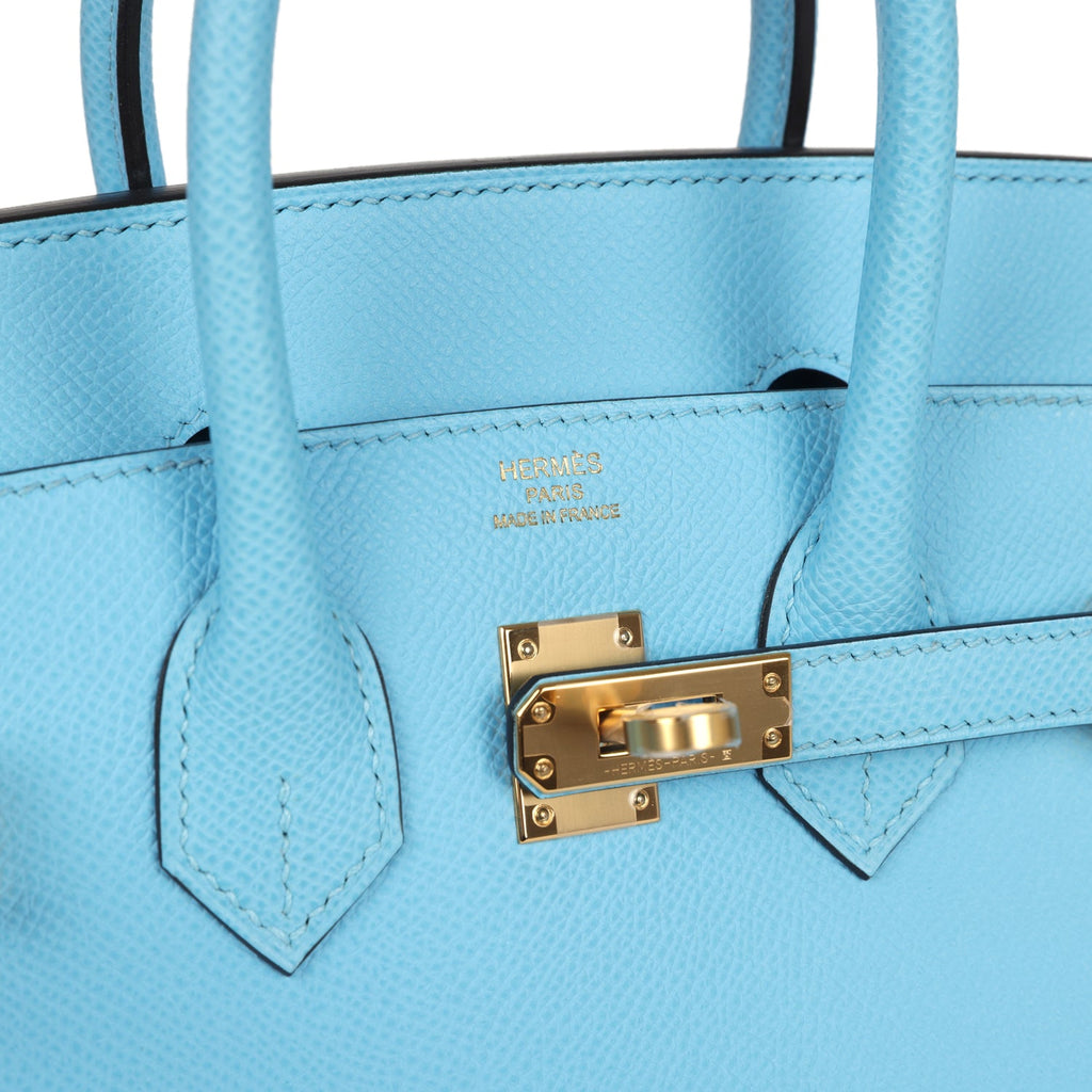 Birkins 25 Celeste Epsom Gold Hardware