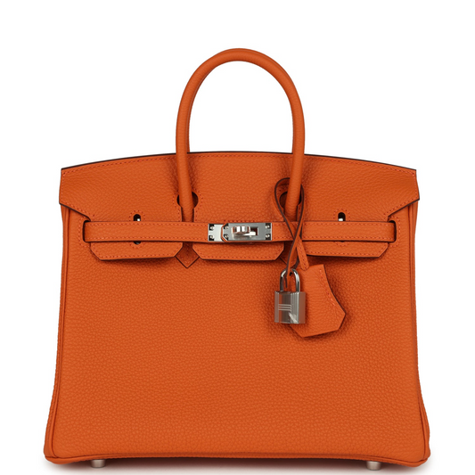 Birkin 25 Orange Togo Palladium Hardware