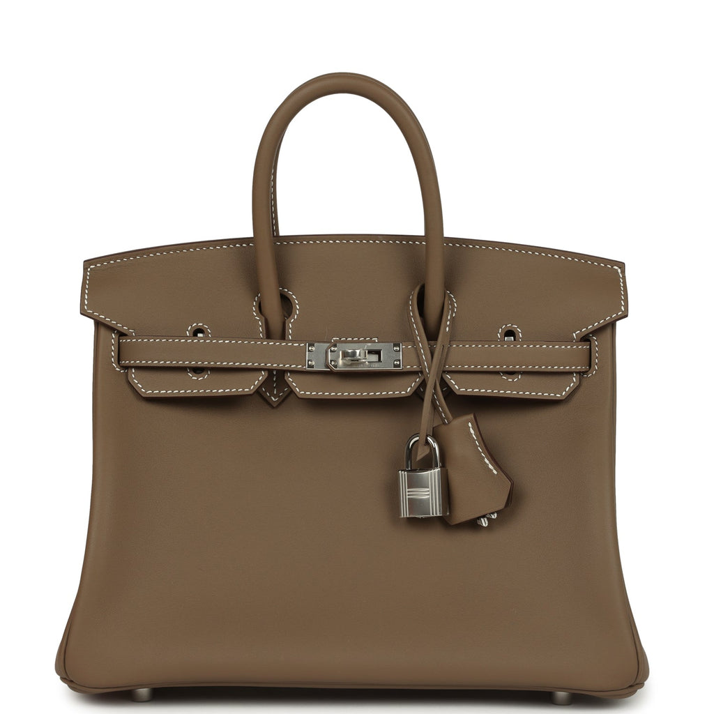 Birkins 25 Etoupe Swift Palladium Hardware
