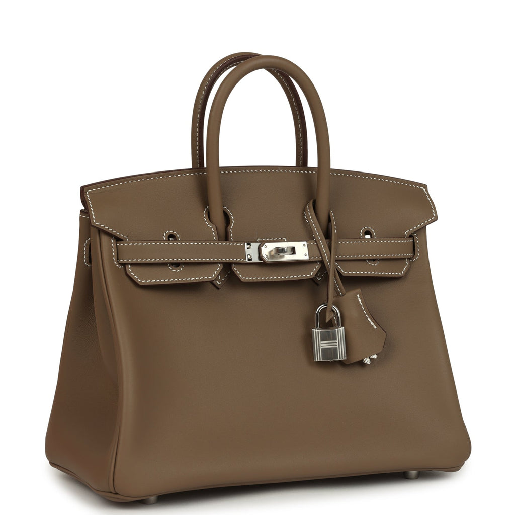Birkins 25 Etoupe Swift Palladium Hardware