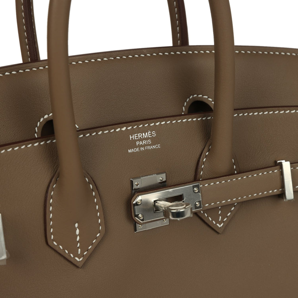 Birkins 25 Etoupe Swift Palladium Hardware