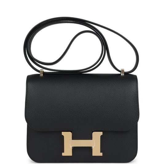 Constance 18 Black Epsom Brushed Gold Hardware