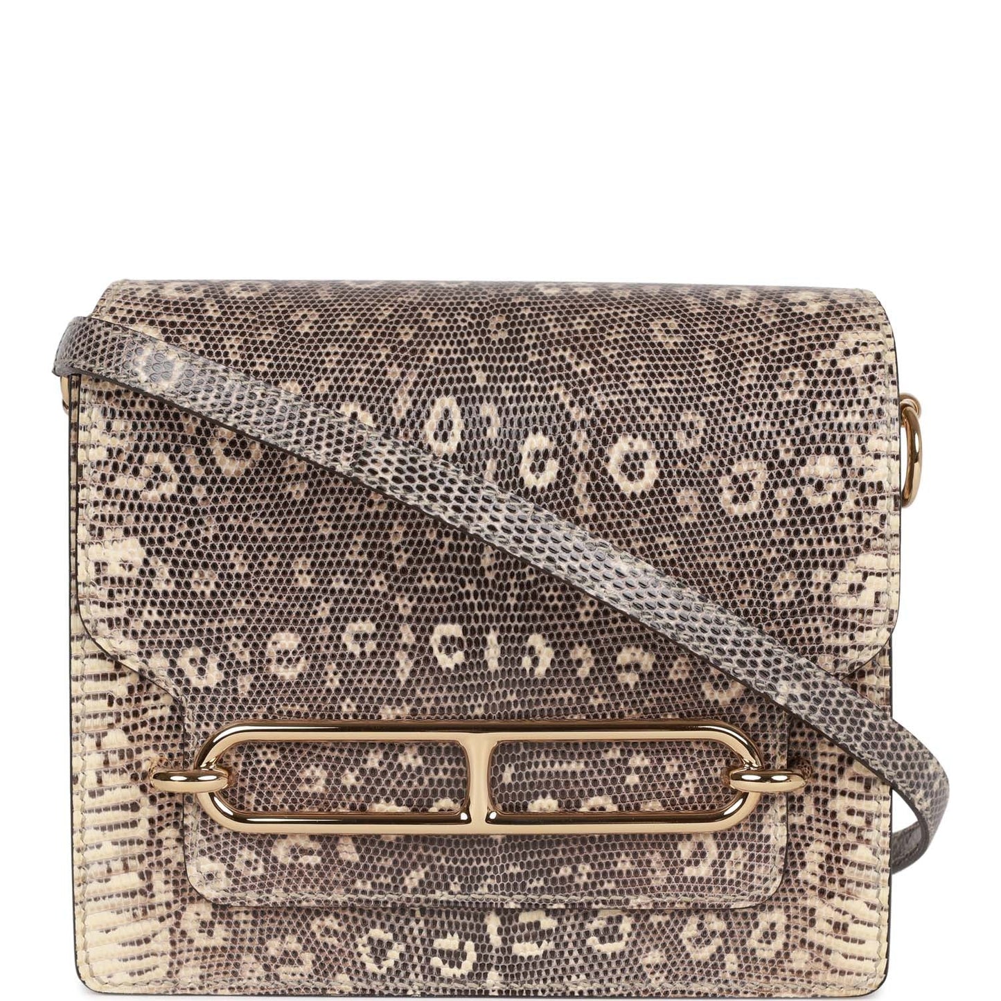 Mini Sac Roulis Ombre Lizard Varanus Salvator Gold Hardware