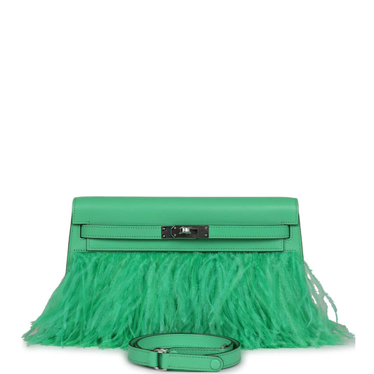 Kelly Elan Foile Vert Comics Chevre and Ostrich Feather Palladium Hardware