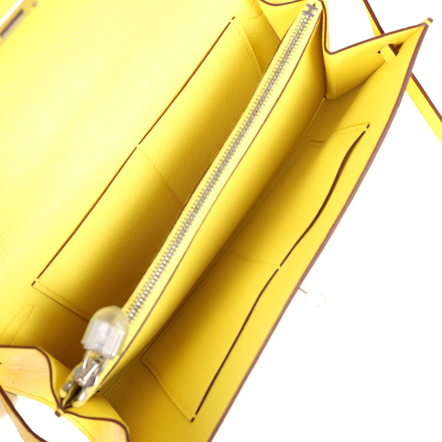 Kelly To Go Wallet Jaune Citron Ostrich Palladium Hardware