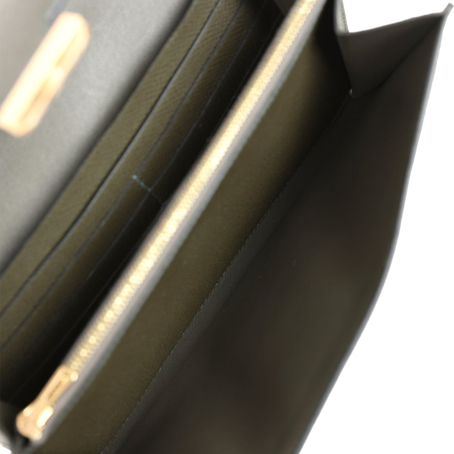 Constance Wallet To Go Vert De Gris Epsom Gold Hardware