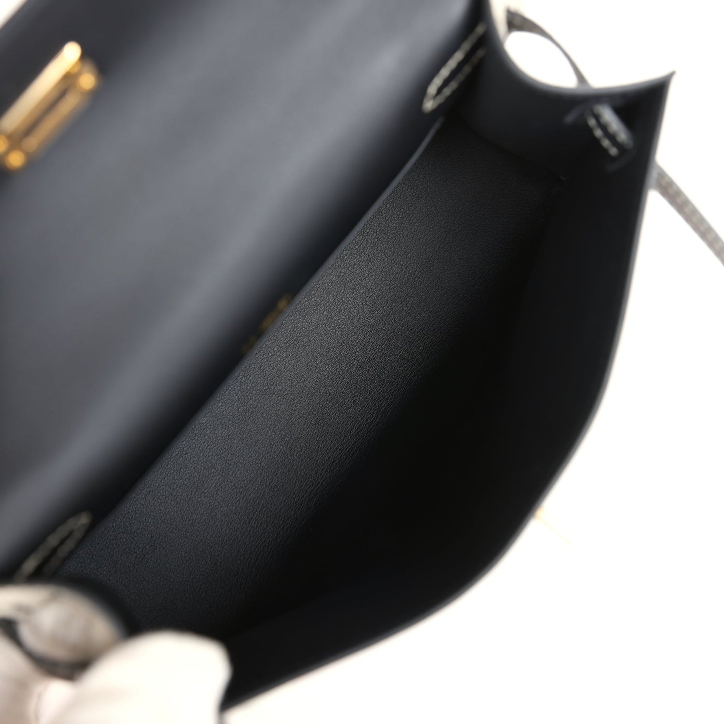 Special Order (HSS) Kelly Pochette Beton and Black Swift Gold Hardware
