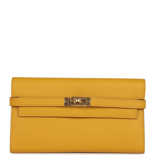 Kelly Long Wallet Jaune Ambre Epsom Gold Hardware