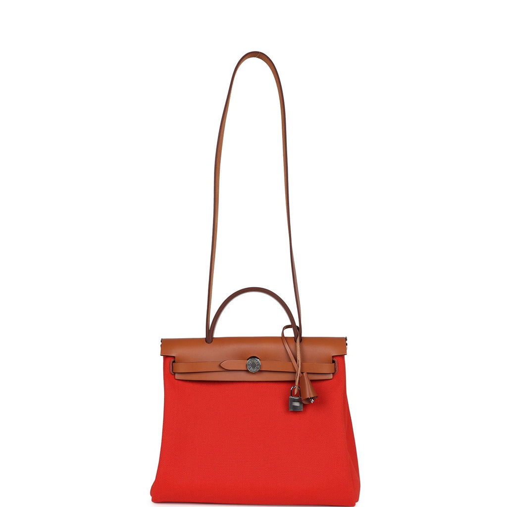 Herbag Zip PM 31 Capucine Toile Militaire & Fauve Vache Hunter Palladium Hardware