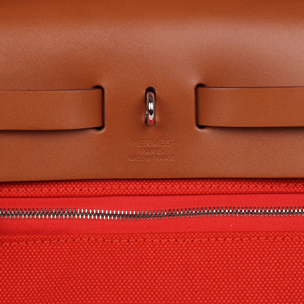 Herbag Zip PM 31 Capucine Toile Militaire & Fauve Vache Hunter Palladium Hardware