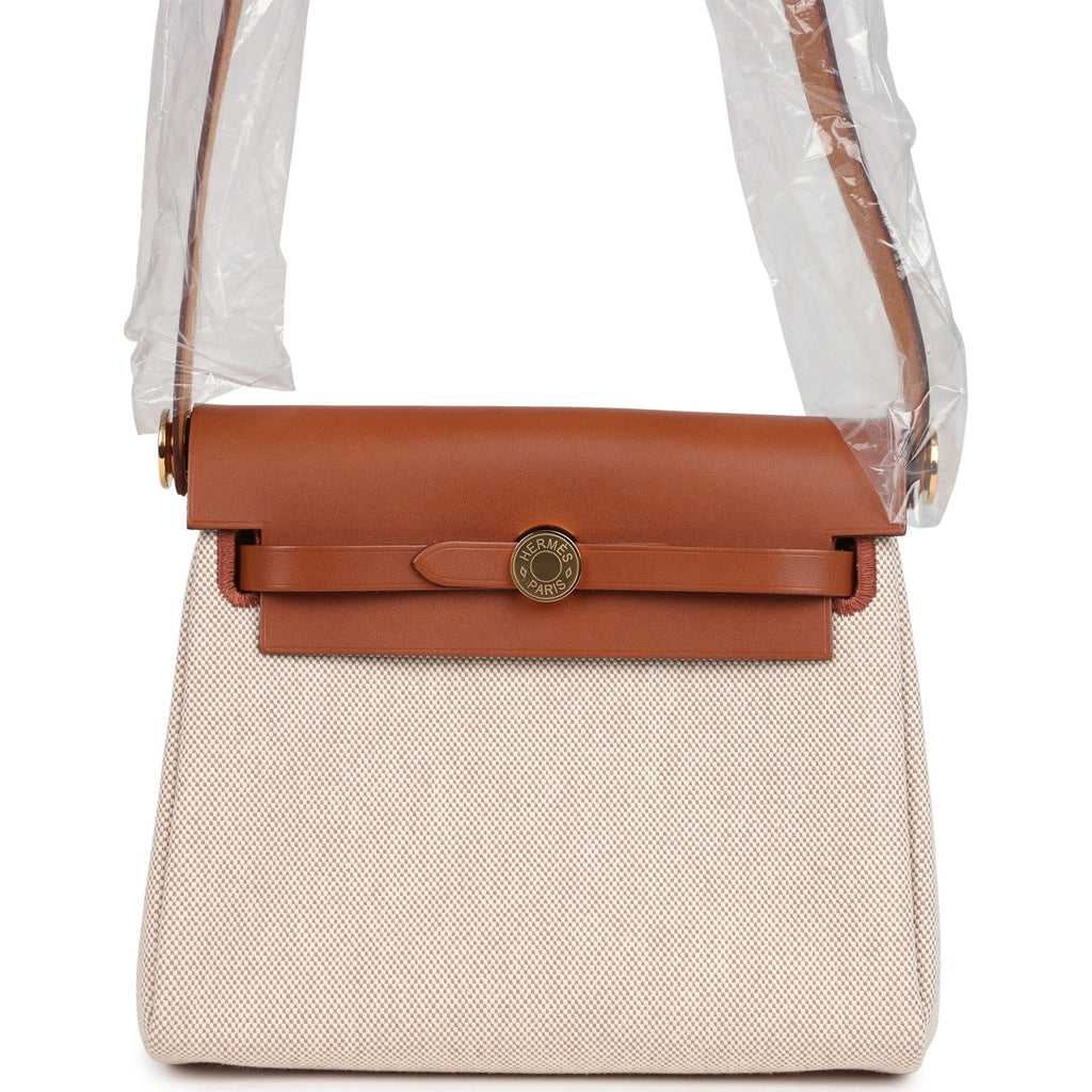 Hermes Herbag Mini 20 Ecru Beige フォーブゴールド Hermès Herbag Mini Ecru Beige/Fauve Gold Hardware
