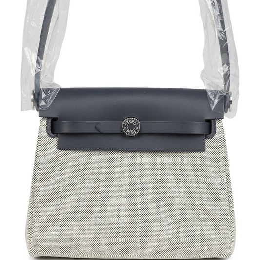 Herbag Zip 20 Mini Ecru and Ardoise Toile H Canvas and Ardoise Vache Hunter Palladium Hardware