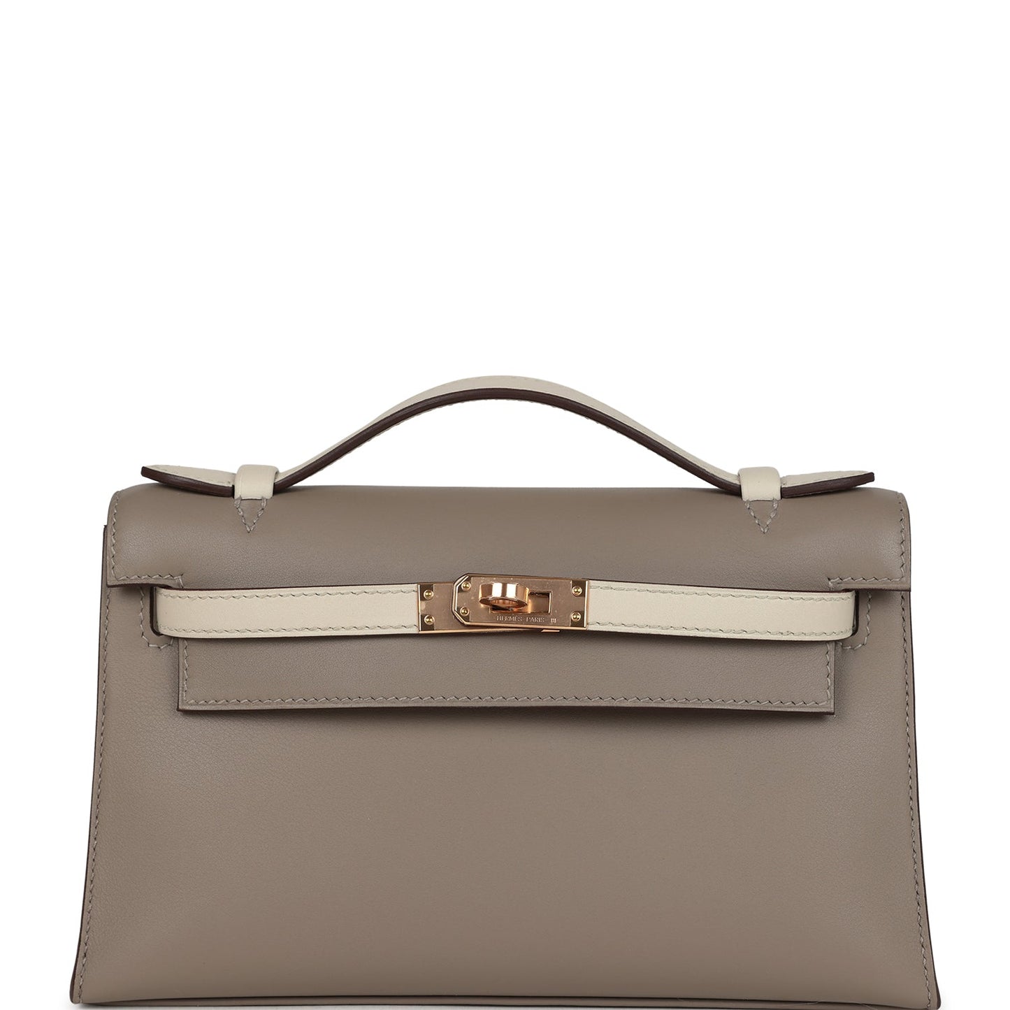 Special Order (HSS) Kelly Pochette Gris Asphalte and Beton Swift Rose Gold Hardware