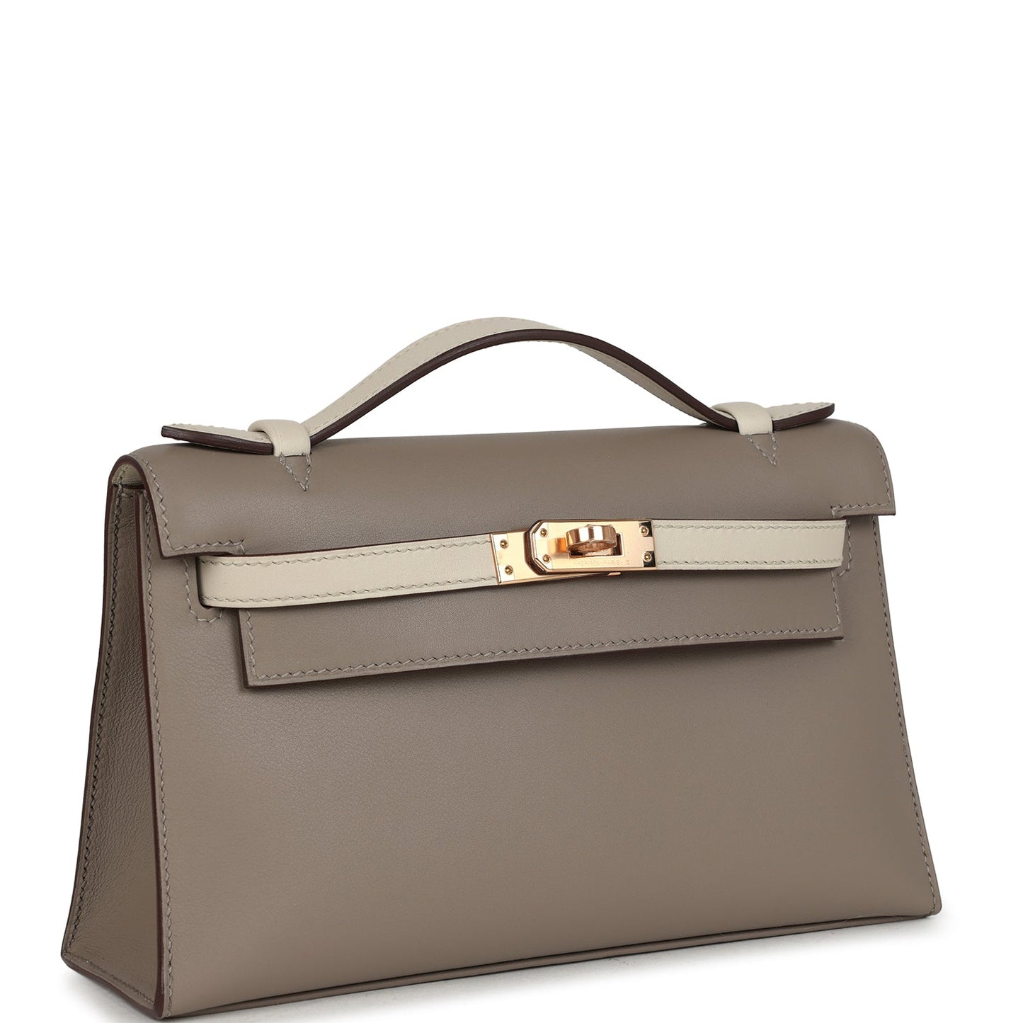 Special Order (HSS) Kelly Pochette Gris Asphalte and Beton Swift Rose Gold Hardware