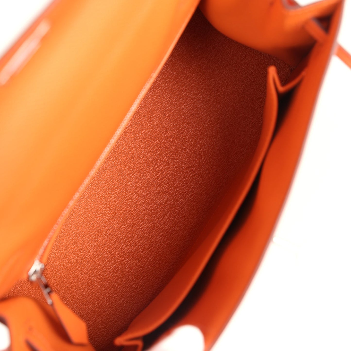 Kelly Sellier 25 Orange Epsom Palladium Hardware