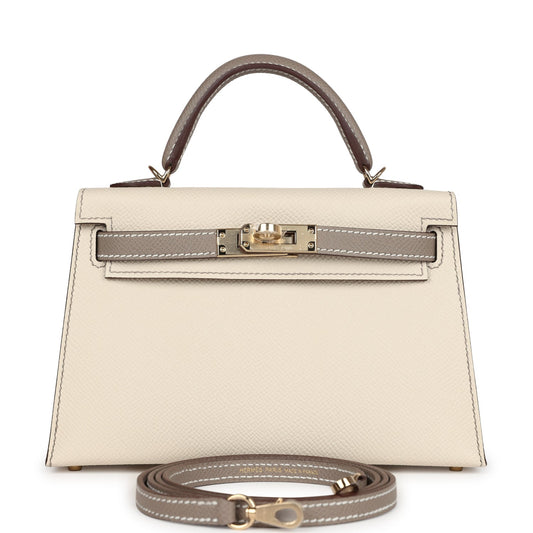 Special Order (HSS) Kelly Sellier 20 Craie and Gris Asphalte Epsom Permabrass Hardware