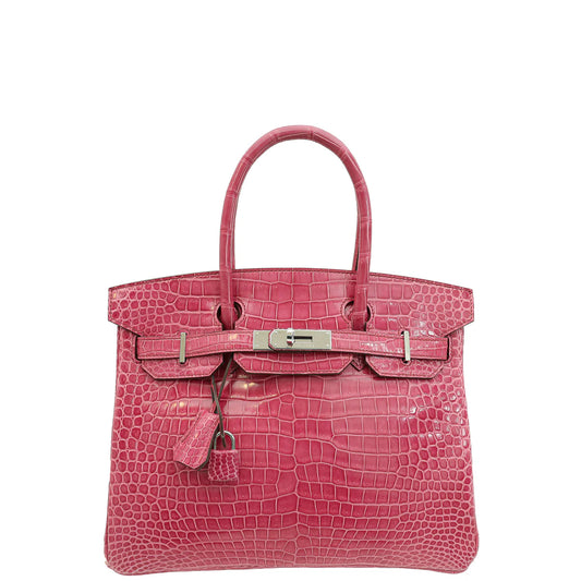 Hermes Fuchsia Shiny Porosus Crocodile Birkin 30