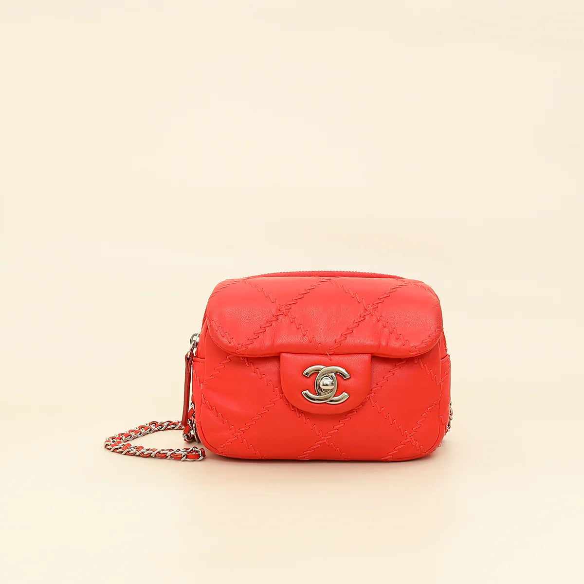 Chanel Red Ultimate Stitch Mini Flap Wallet on Chain