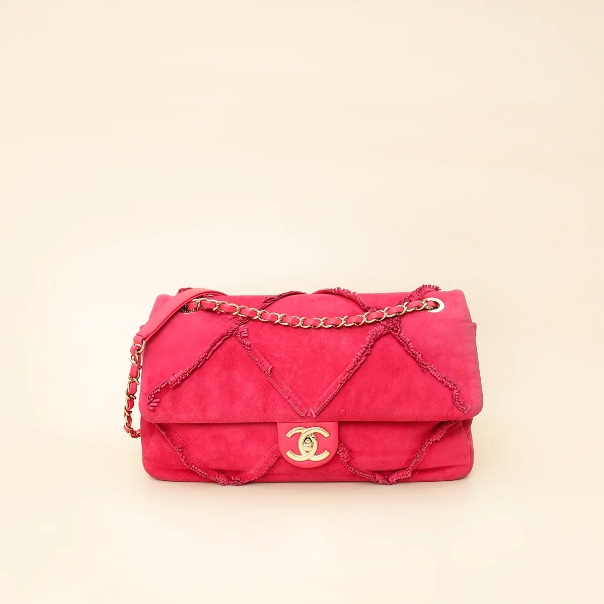 Chanel Fuchsia Diamond Fringe Flap