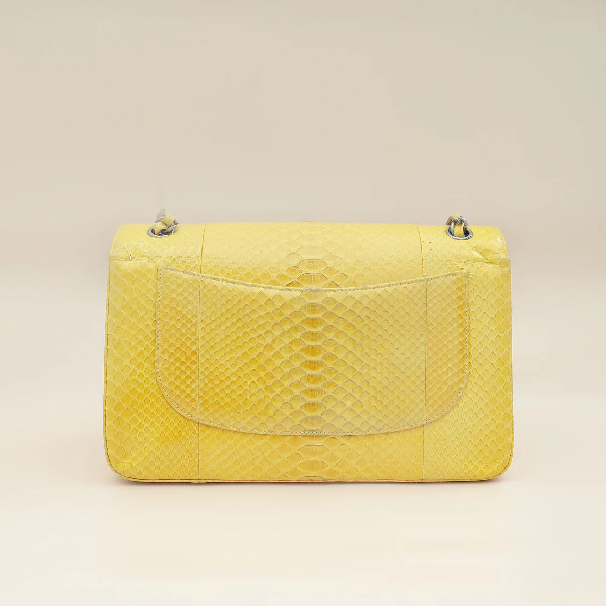 Chanel Yellow Python CC Classic Double Flap Jumbo