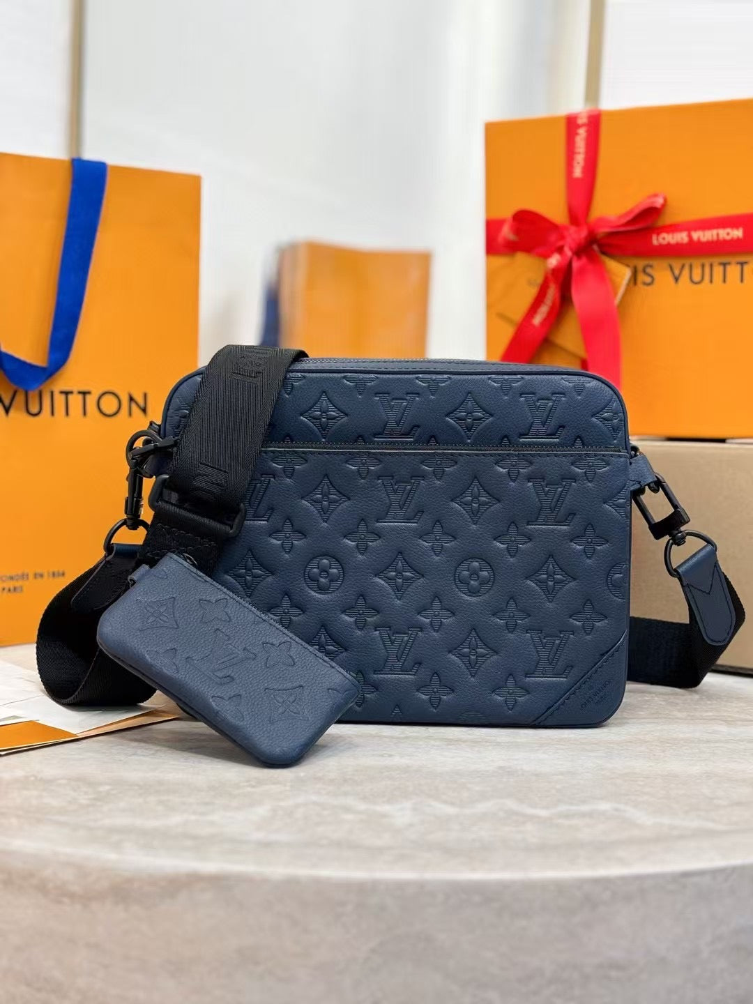 Modern Embossed Crossbody with Coin Pouch