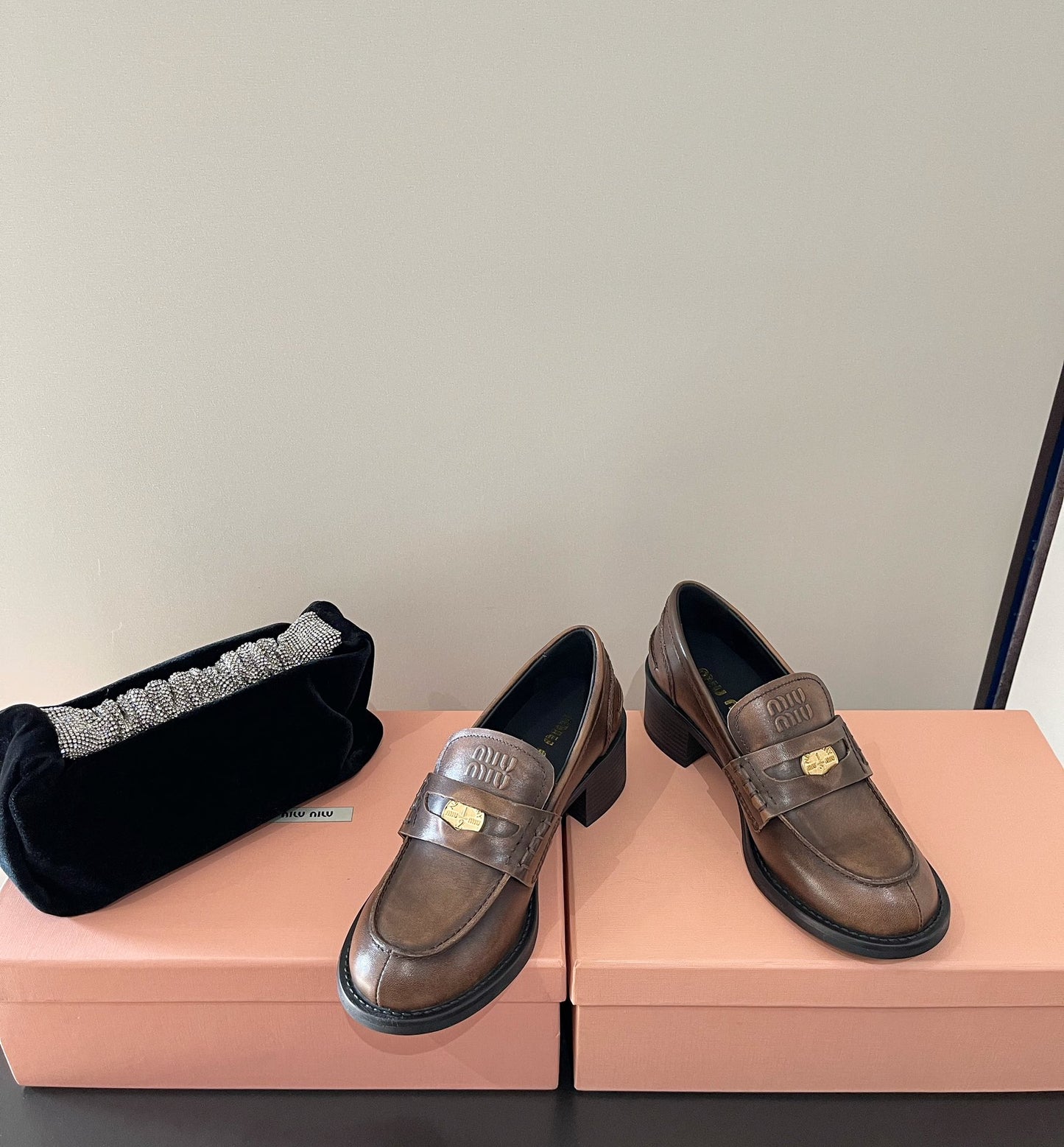 Dark brown heel loafers