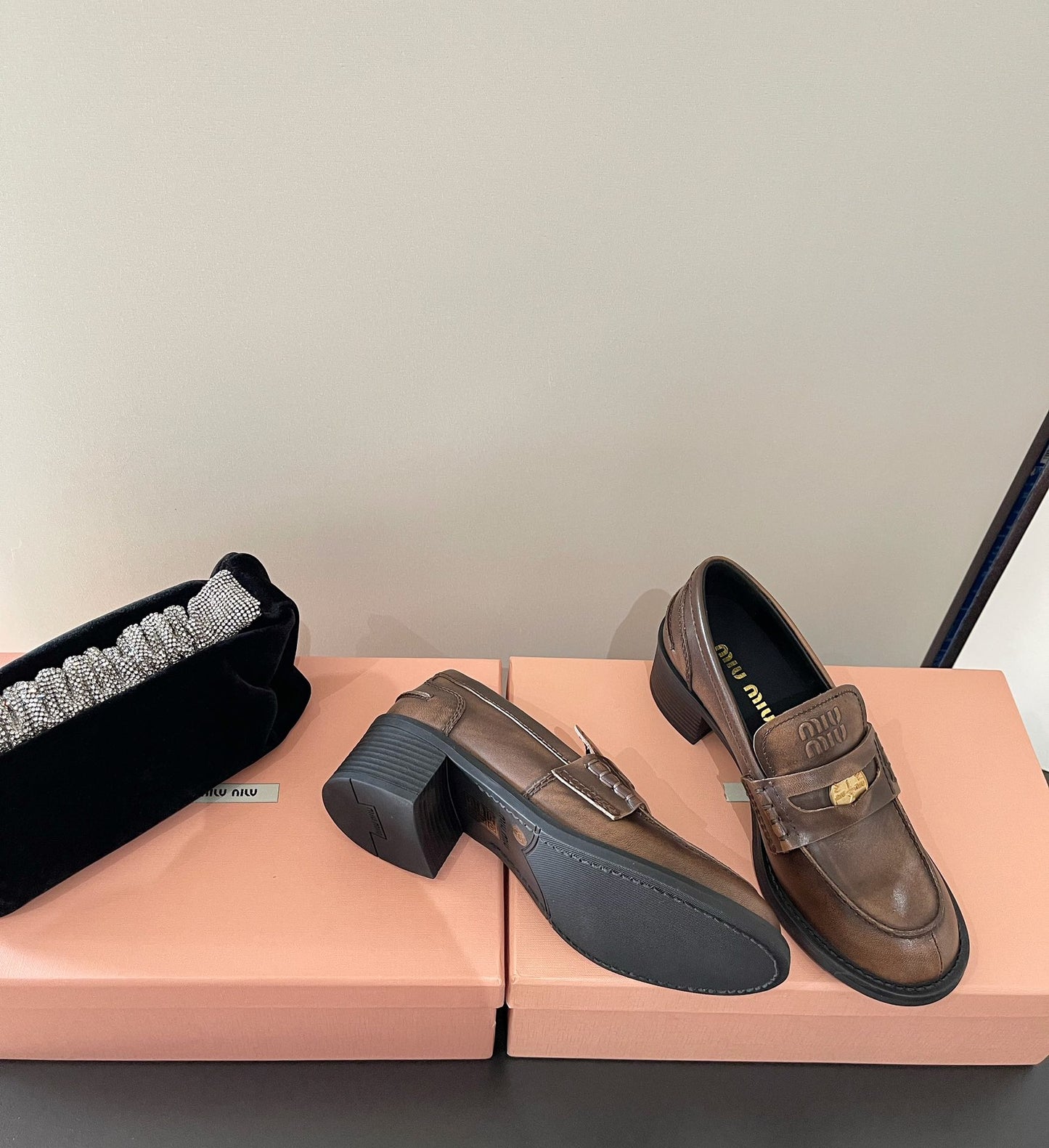 Dark brown heel loafers