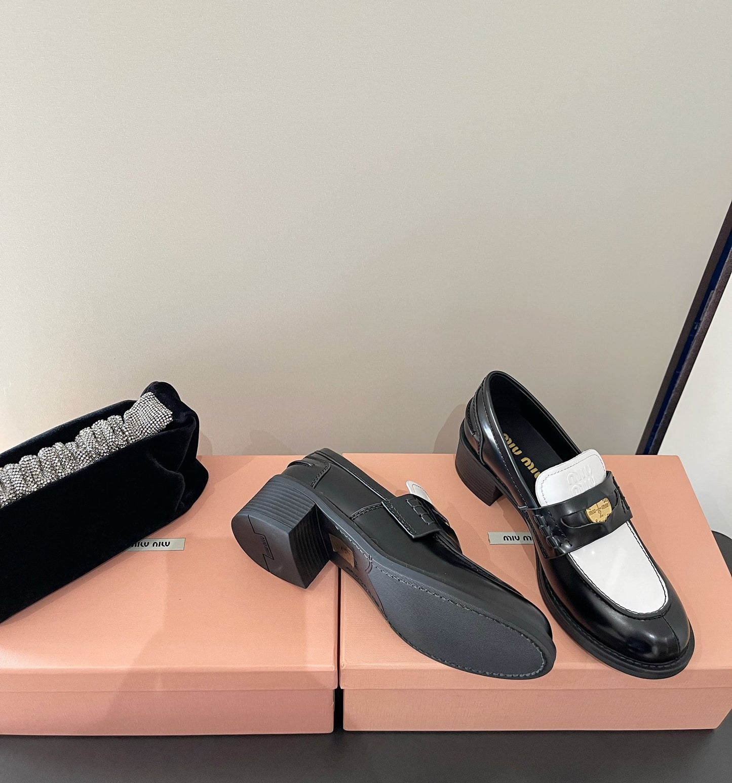 Black and White Heel Loafers