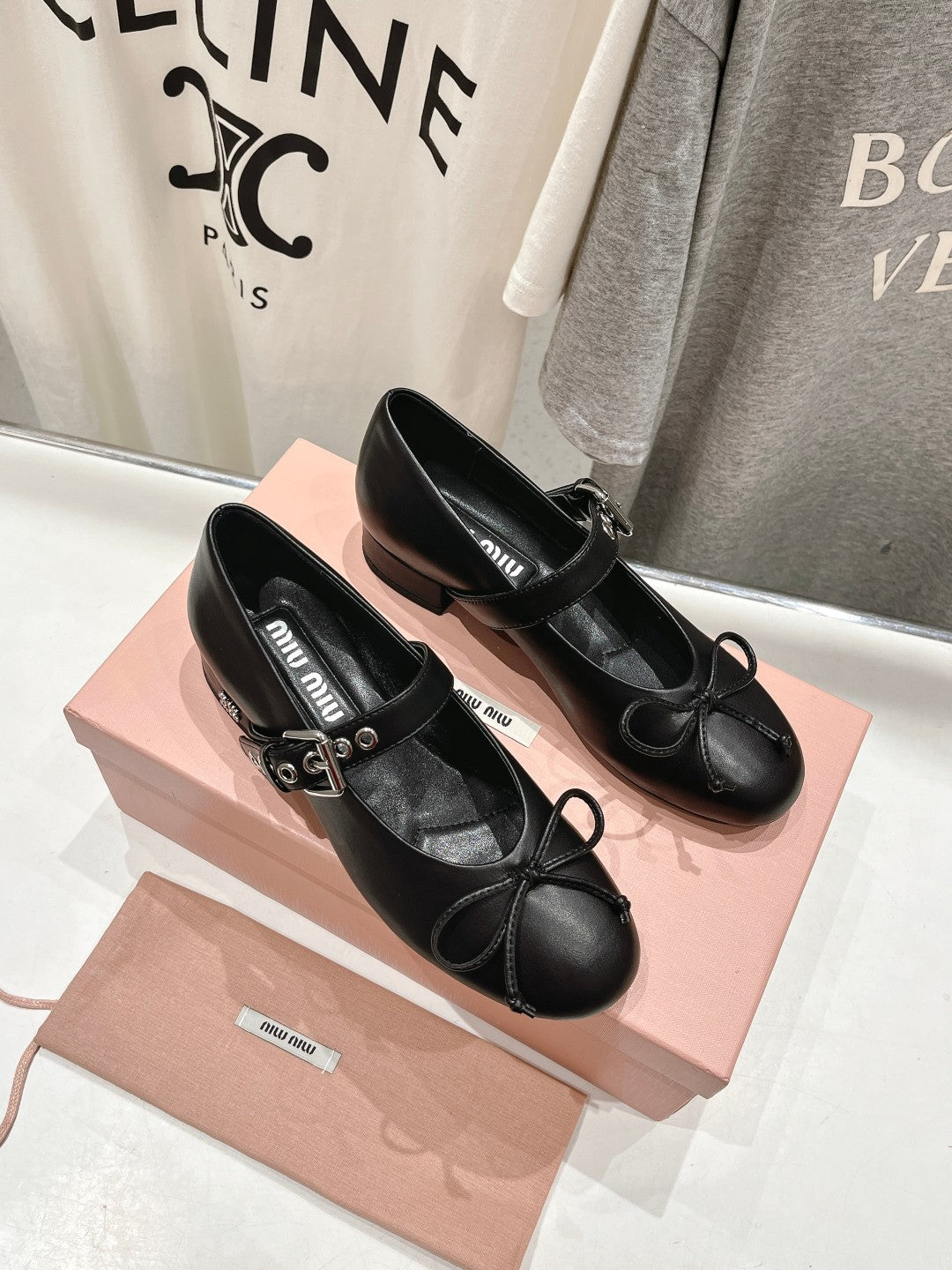 Beige and black heels