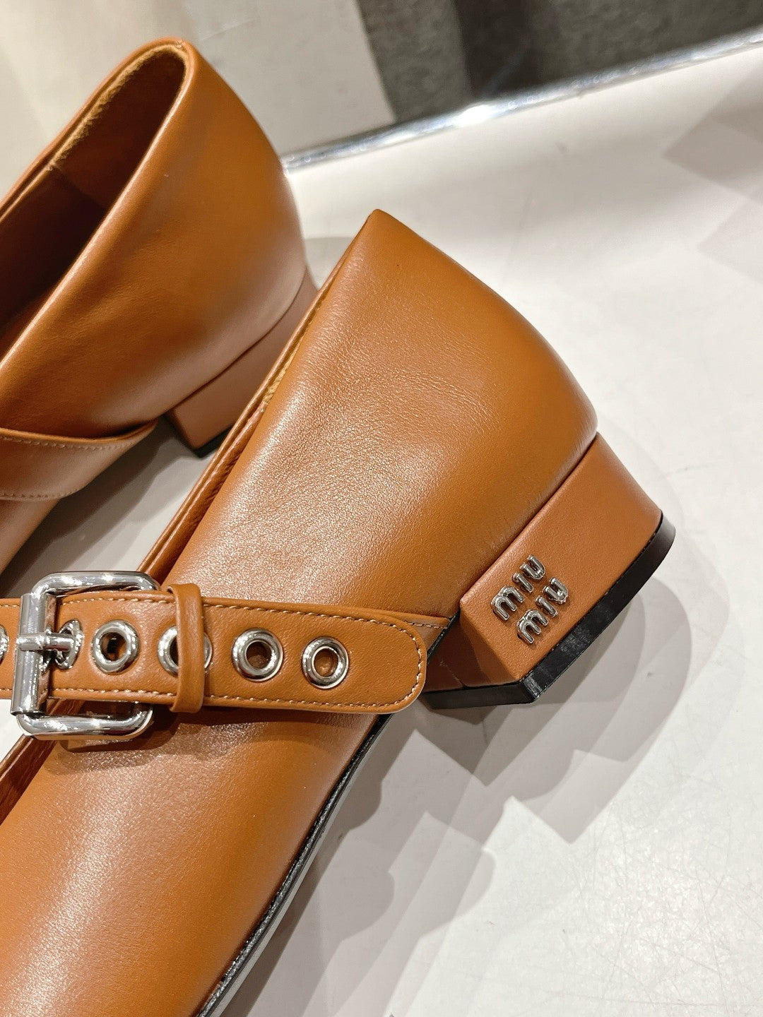 Camel Brown Mary Jane Heels