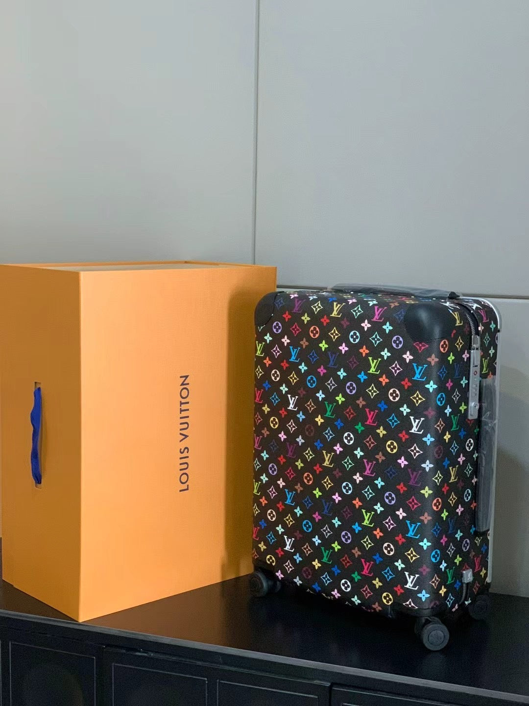 Multicolor Trolley on Black Canvas