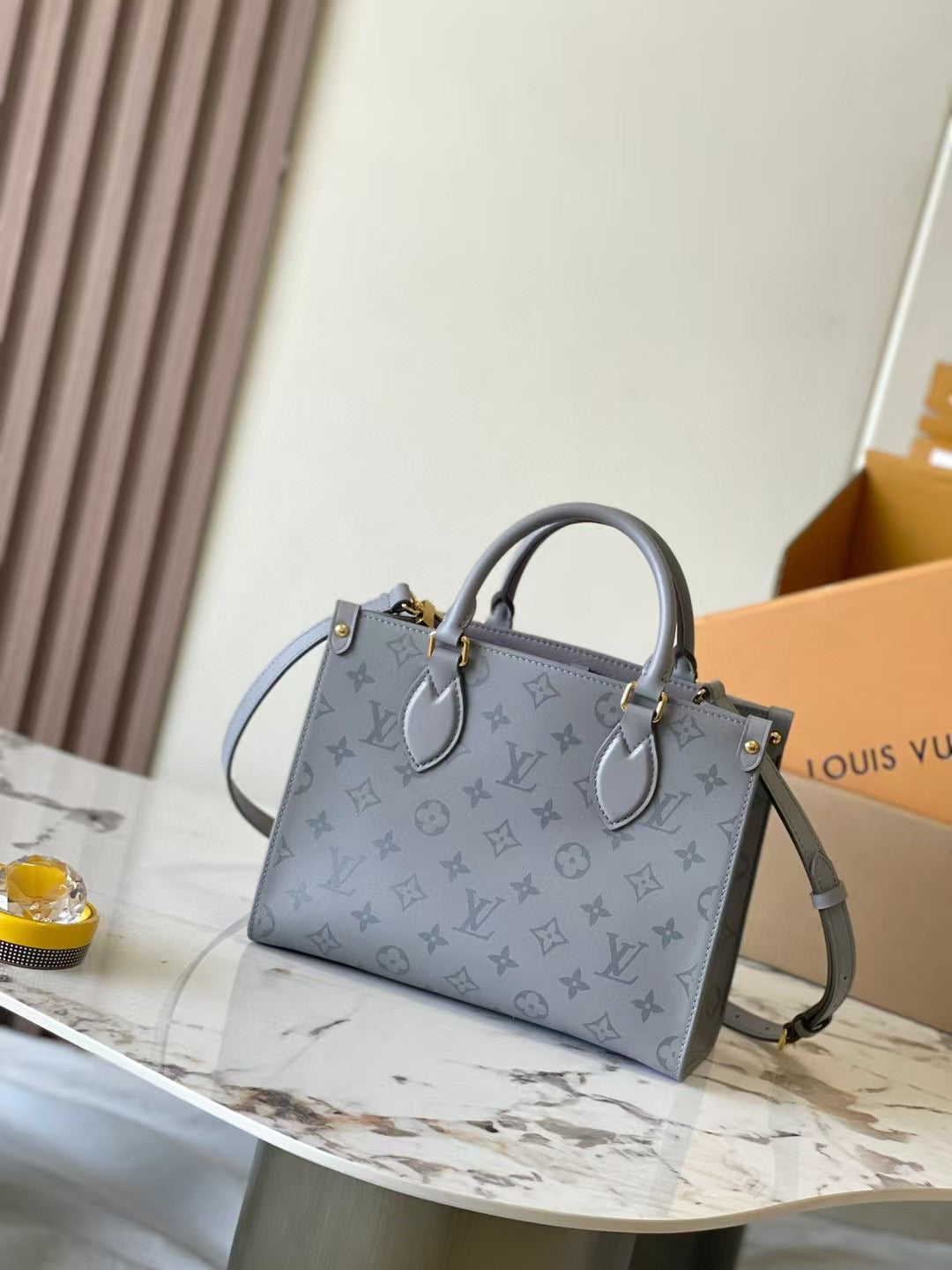 Structured Gray Tote with Subtle Motif