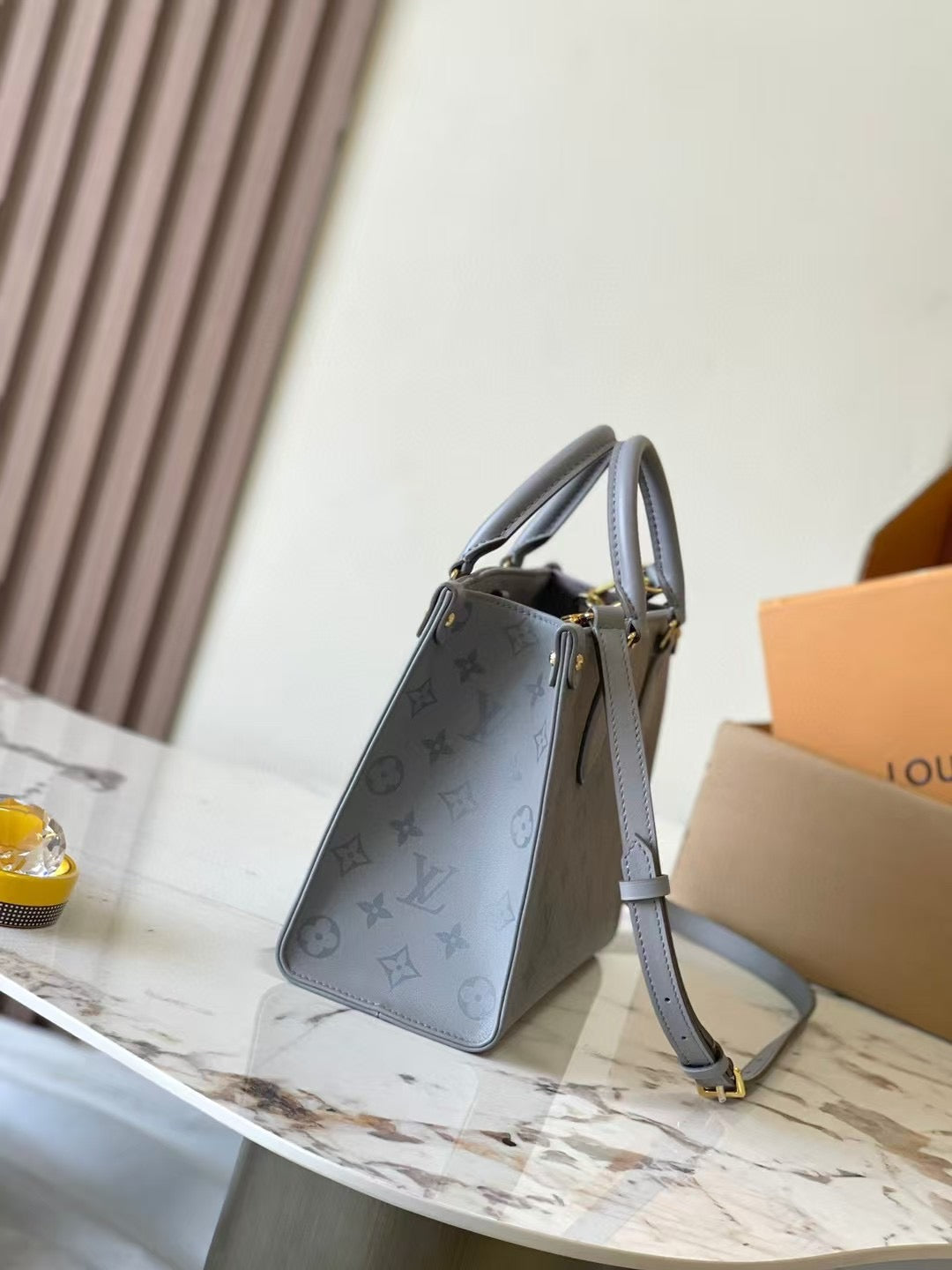 Structured Gray Tote with Subtle Motif
