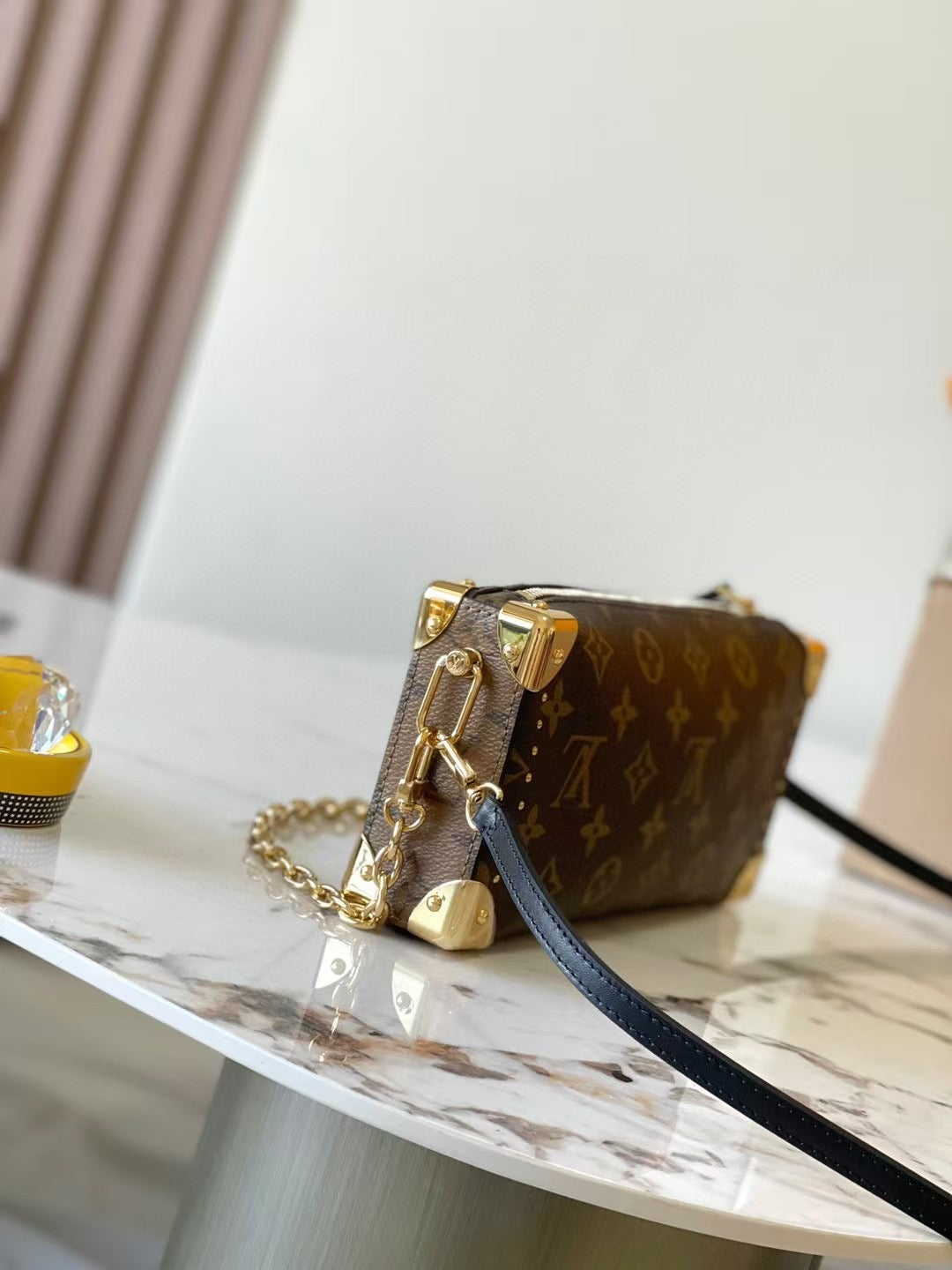 Structured Brown Mini Chain Bag