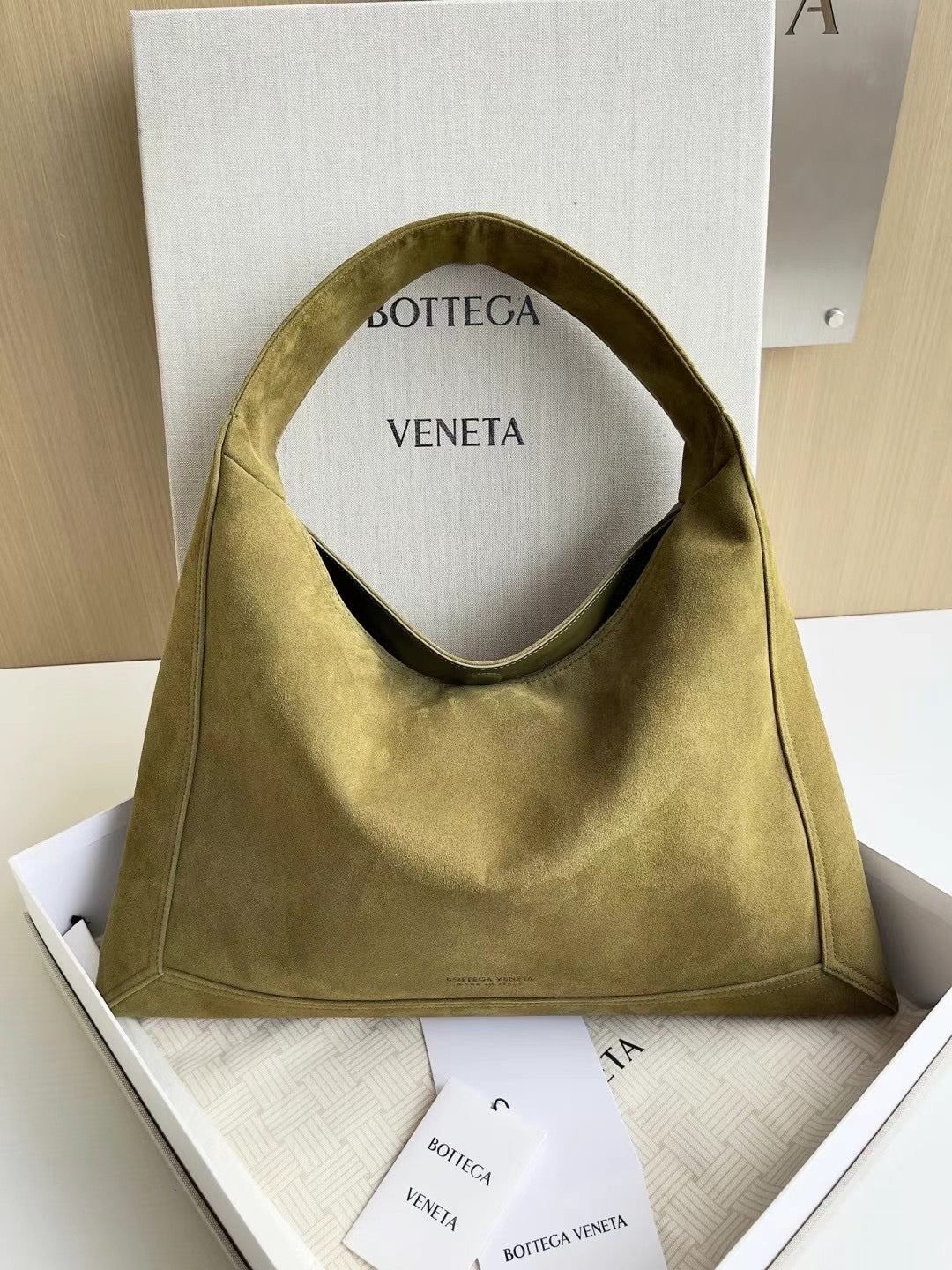 Smooth Leather Triangle Hobo Bag