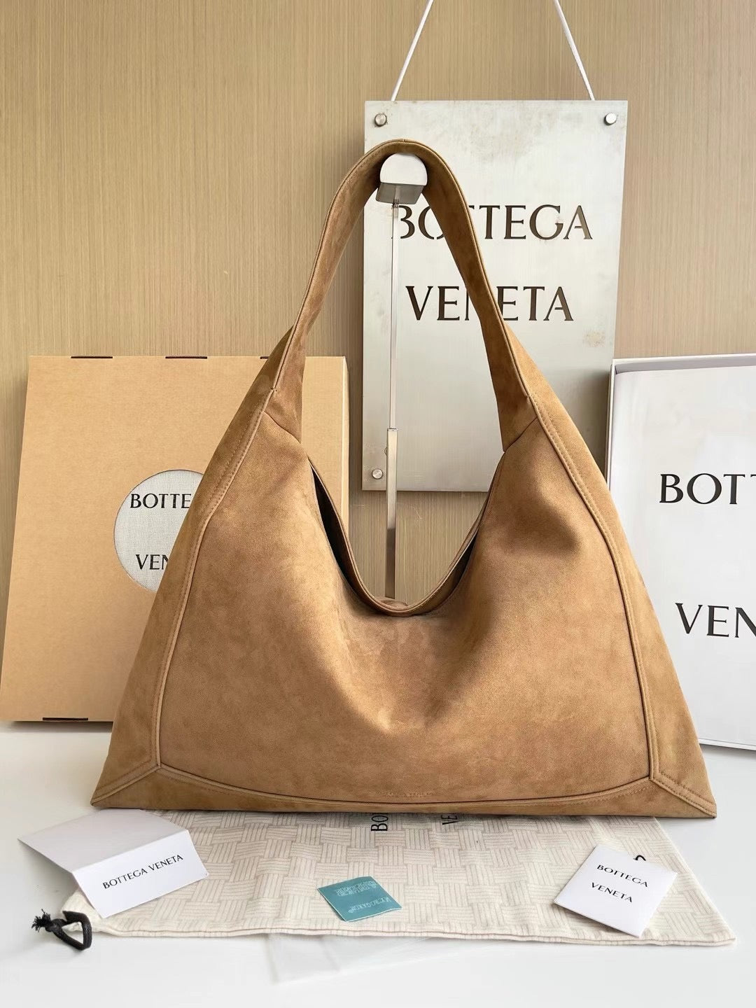Smooth Leather Triangle Hobo Bag