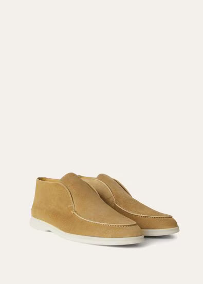 Navy Blue - Light Wood Smoke LORO PIANA Open Walk Ankle Boot