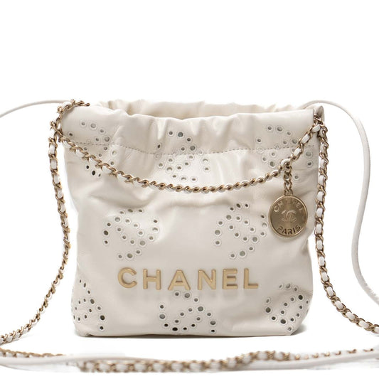 Chanel 22 Mini White Shiny Calf Leather Handbag