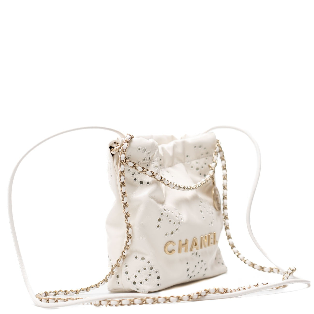 Chanel 22 Mini White Shiny Calf Leather Handbag