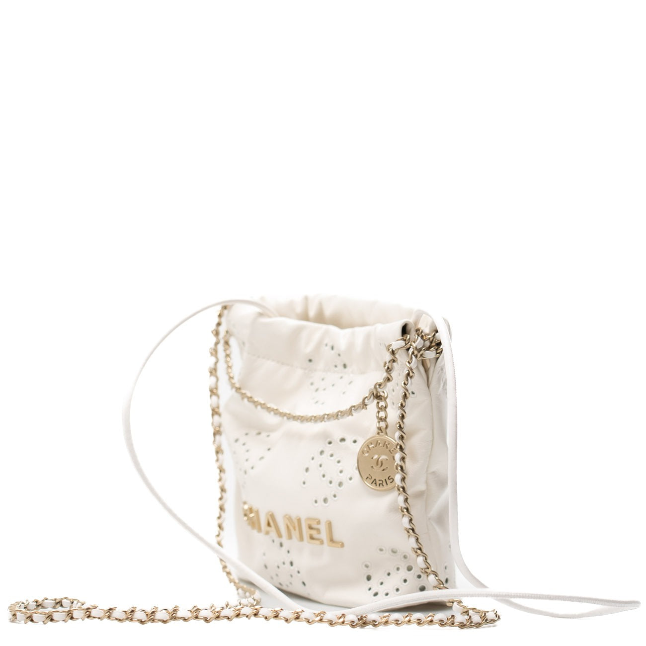 Chanel 22 Mini White Shiny Calf Leather Handbag