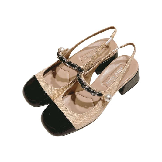 Dark Beige and Black Heels Sandal