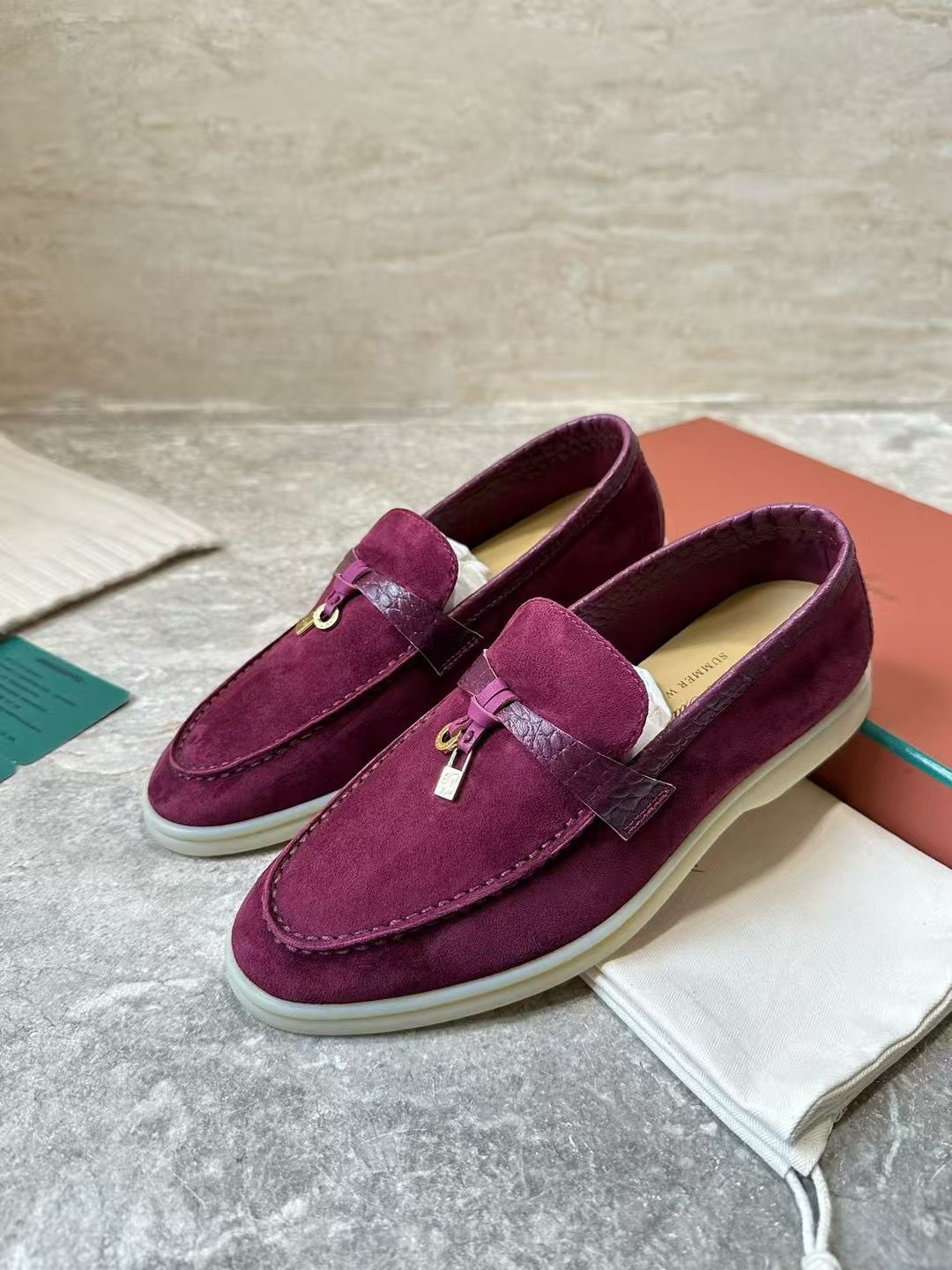 Burgundy Loafers Velvet