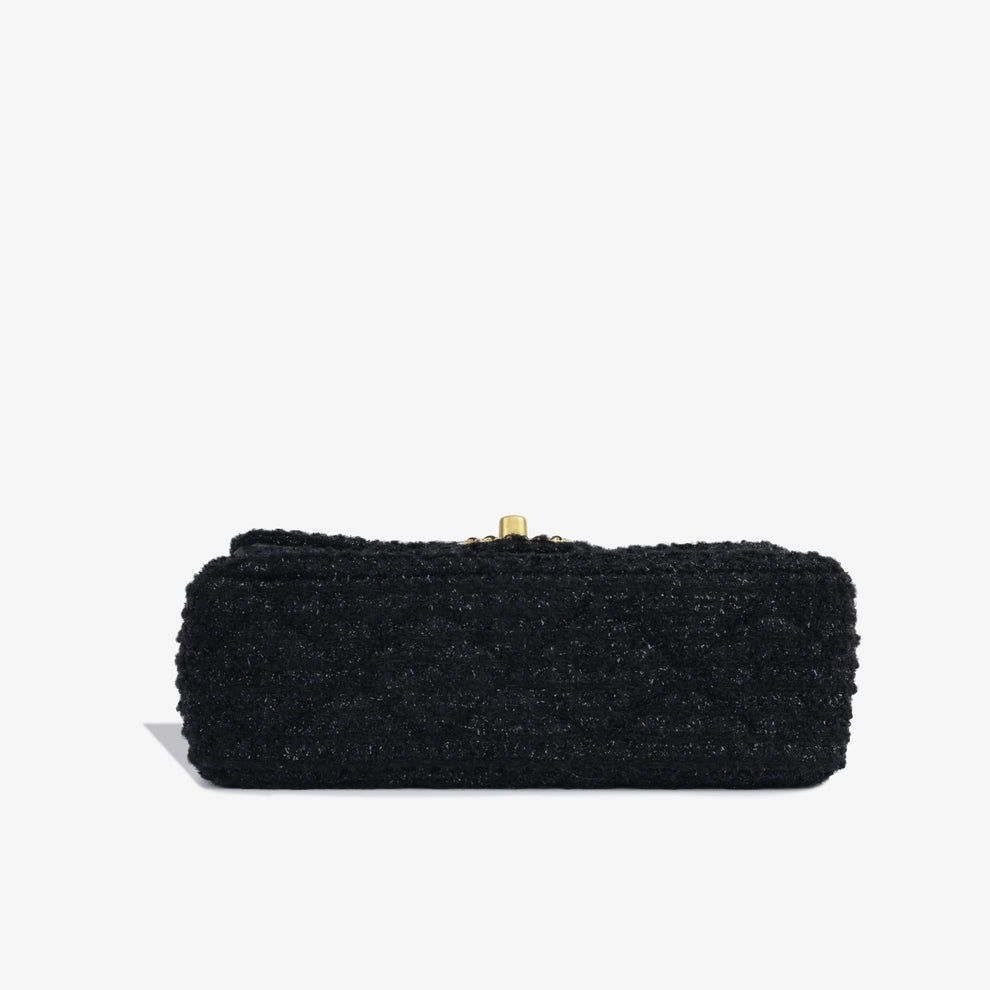 Chanel Black Square Tweed CC Flap Crossbody Bag