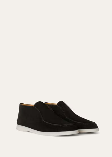 Navy Blue - Light Wood Smoke LORO PIANA Open Walk Ankle Boot