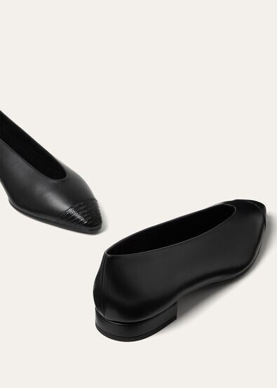 Rebecca Cap Toe Ballet Flat Natural Calfskin