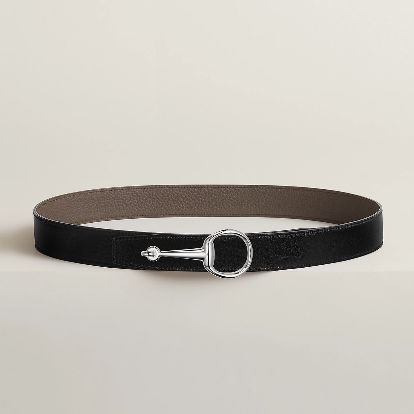 NOIR / GOLD-BLEU MARINE / ÉCORCE CASAQUE BELT BUCKLE & REVERSIBLE LEATHER STRAP 32 MM