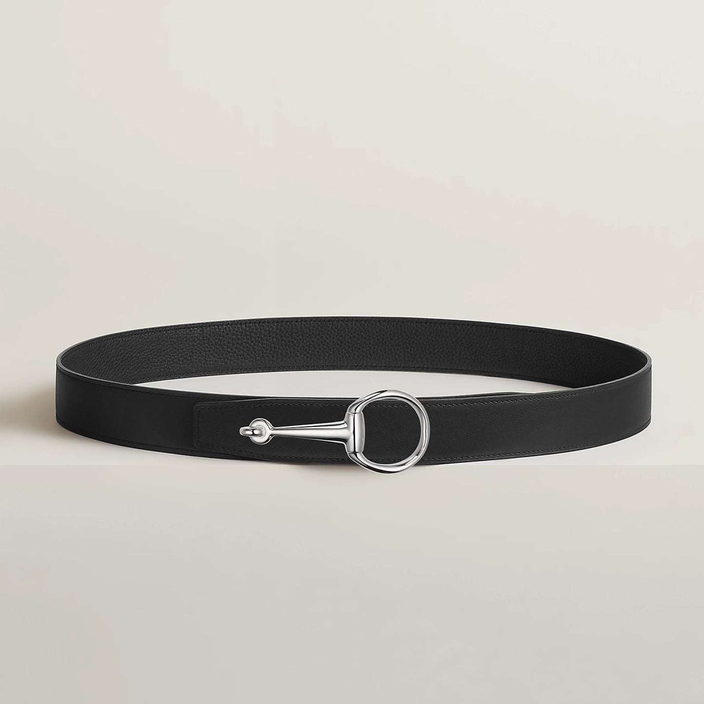 VERT-DE-GRIS / GOLD-NOIR / ÉBÈNE CASAQUE BELT BUCKLE & REVERSIBLE LEATHER STRAP 32 MM