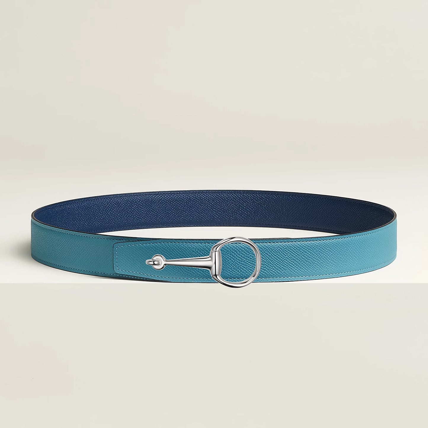 VERT-DE-GRIS / GOLD-NOIR / ÉBÈNE CASAQUE BELT BUCKLE & REVERSIBLE LEATHER STRAP 32 MM