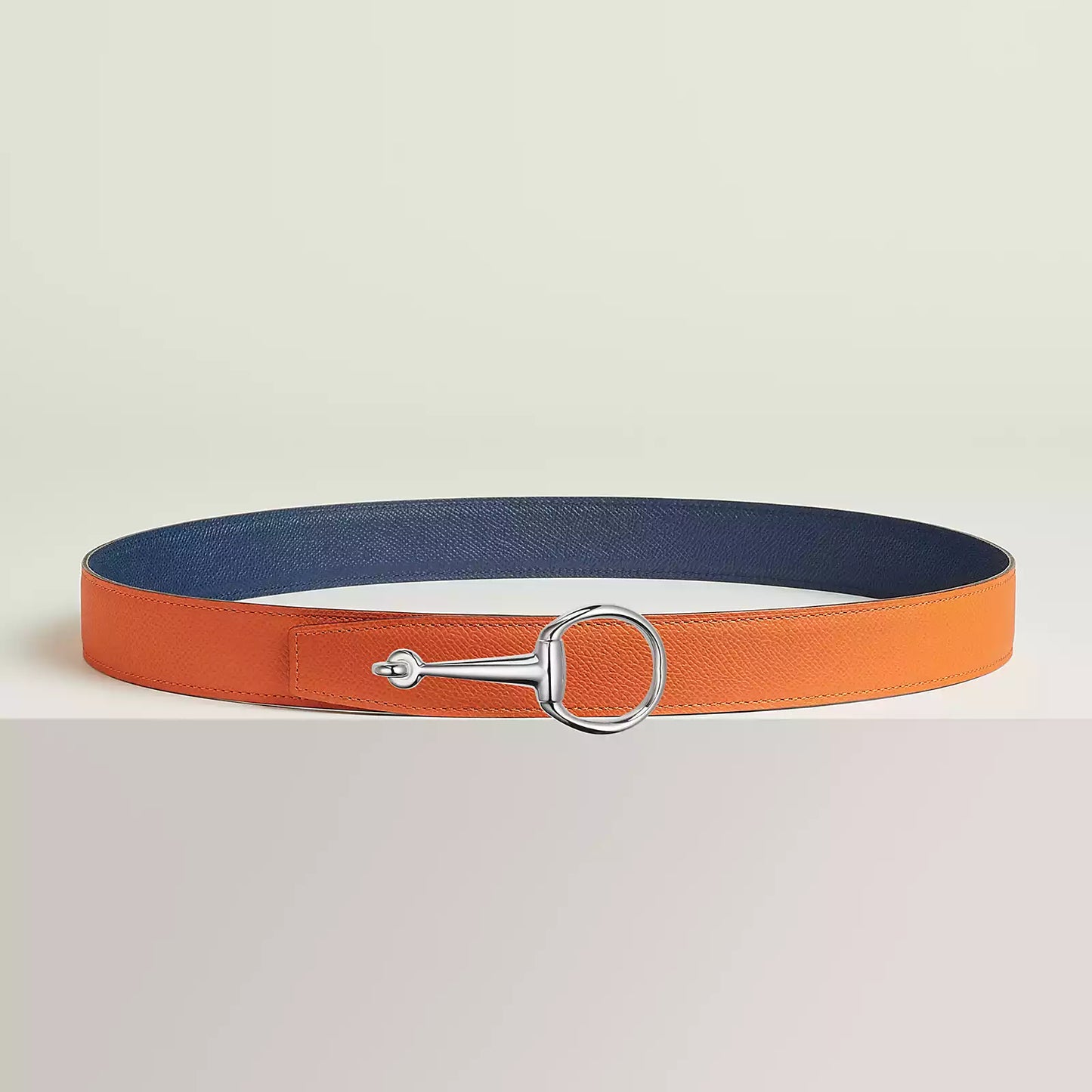 VERT-DE-GRIS / GOLD-NOIR / ÉBÈNE CASAQUE BELT BUCKLE & REVERSIBLE LEATHER STRAP 32 MM